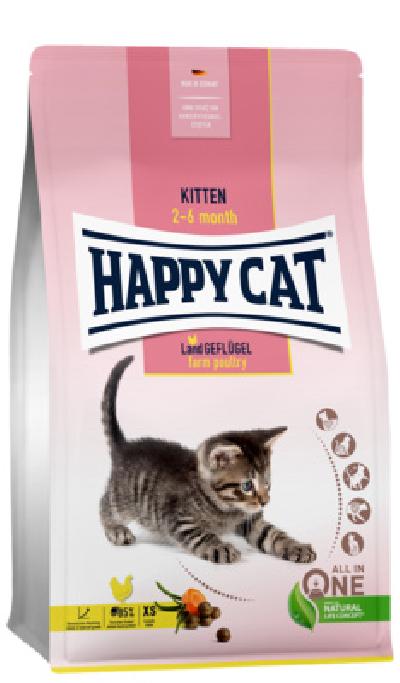 Happy cat Сухой корм для Котят Домашняя Птица Киттен 70535, 1,3 кг 