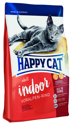 Happy cat Сухой корм для кошек Эдалт ИНДОР c альпийской говядиной ФитВелл - 0,3 кг 70217, 0,300 кг, 5700100680