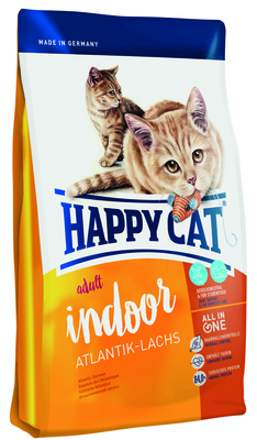 Happy cat Сухой корм для кошек Эдалт ИНДОР c атлантическим лососем (ФитВелл) 70211, 0,300 кг, 5900100680