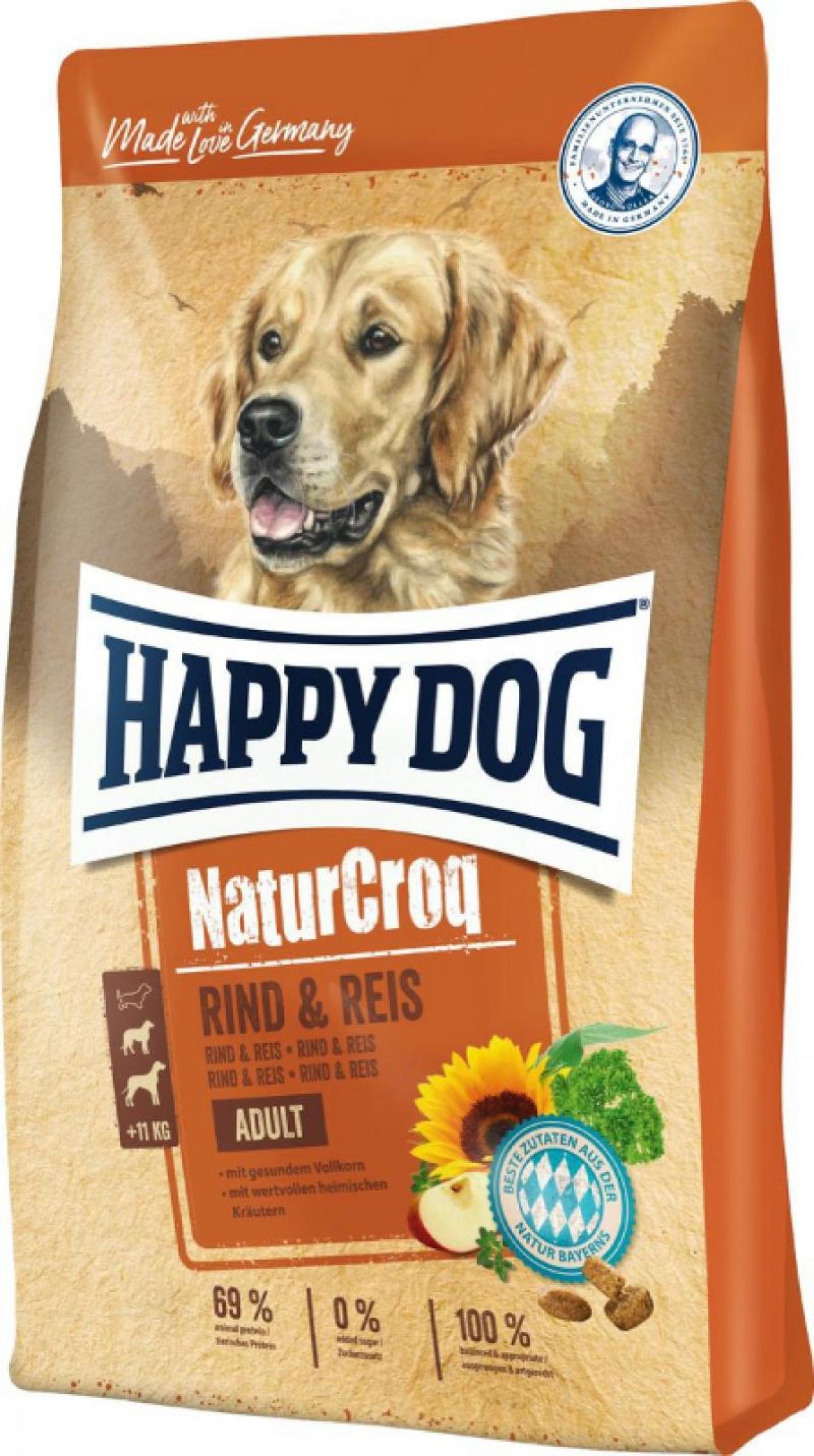 Happy Dog корм для взрослых собак всех пород, говядина и рис 15 кг, 5100100682