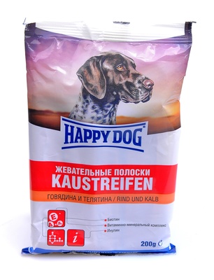 Happy dog Полоски жевательные  говядина и телятина 0,2 кг 18220, 1300100683