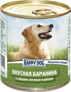 Happy dog ВИА Консервы для собак с бараниной, сердцем, печенью и рубцом, 0,750 кг