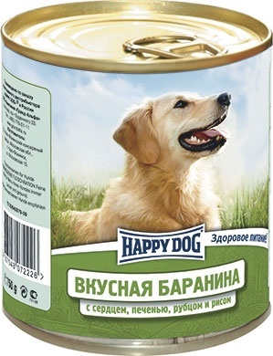 Happy dog ВИА Консервы для собак с бараниной, сердцем, печенью, рубцом и рисом , 0,750 кг