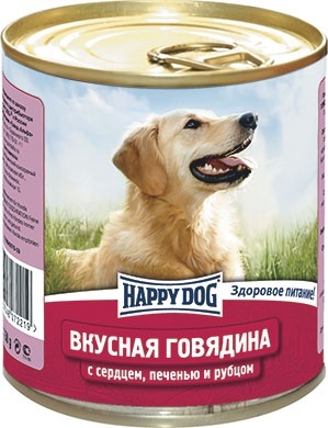 Happy dog ВИА Консервы для собак с говядиной, сердцем, печенью и рубцом, 0,750 кг