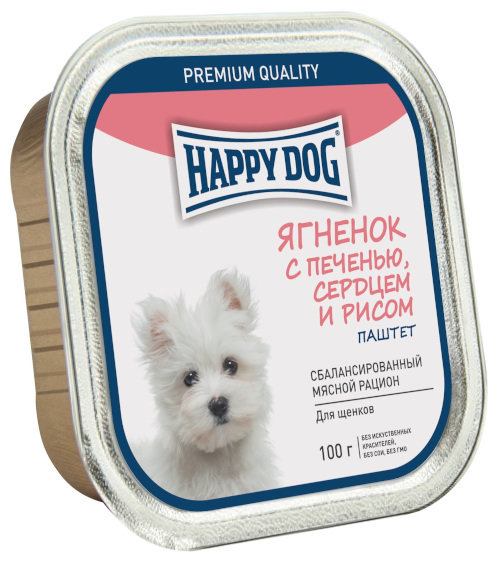 Happy dog ВИА Паштет  Янёнок с печенью, сердцем и рисом , 0,100 кг