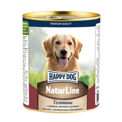 Happy dog Консервы для собак Телятина с сердцем печенью и рубцом | Natur Line 0,97 кг 52437