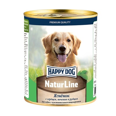 Happy dog Консервы для собак Ягненок с сердцем печенью и рубцом | Natur Line 0,97 кг 52441