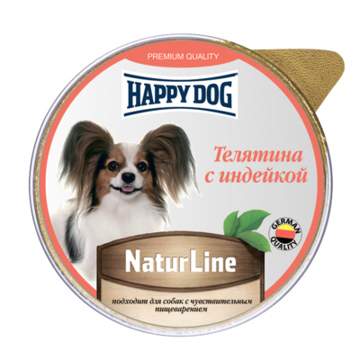 Happy dog Паштет для собак Телятина с индейкой 0,125 кг 51207, 4900100683