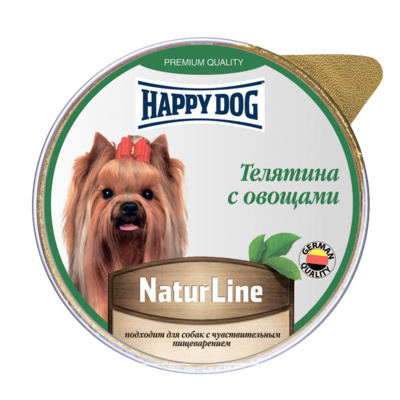 Happy dog Паштет для собак Телятина с овощами  0,125 кг 51208