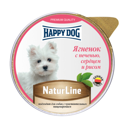 Happy dog Паштет для собак Ягненок с печенью сердцем и рисом  0,125 кг 51210, 5400100683