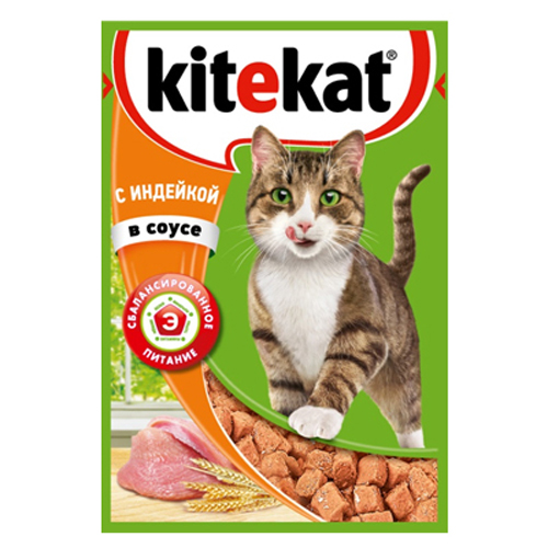 Kitekat ВИА Паучи с индейкой в соусе для кошек 10151312, 0,085 кг, 25124