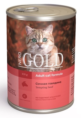 Nero Gold консервы ВИА Консервы для кошек Сочная говядина (Tempting Beef), 0,410 кг