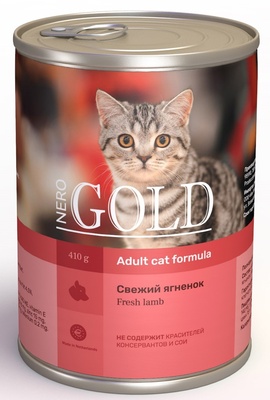 Nero Gold консервы ВИА Консервы для кошек Свежий ягненок (Lamb), 0,410 кг