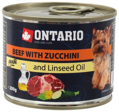 Ontario Консервы для собак: говядина и цуккини (ONTARIO Mini Beef Zuchini Dandelion and linseed oil 200g) 214-2006 | ONTARIO Mini Beef Zuchini Dandelion and linseed oil 0,2 кг 46638, 100100699