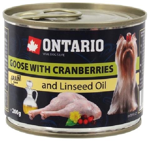 Ontario Консервы для собак: гусь и клюква (ONTARIO Mini - Goose,Cranberries Dandelion and linseed oil 200g) 214-2011 0,200 кг 46639