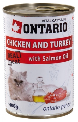 Ontario Консервы для кошек: курица и индейка (ONTARIO konzerva Chicken Turkey,Salmon Oil  400g) 213-2137 | ONTARIO konzerva Chicken Turkey,Salmon Oil 0,4 кг 20785, 300100700