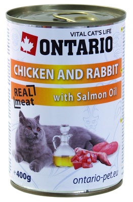 Ontario Консервы для кошек: курица и кролик (ONTARIO konzerva Chicken,Rabbit,Salmon Oil 400g) 213-2132 0,400 кг 20784, 400100700