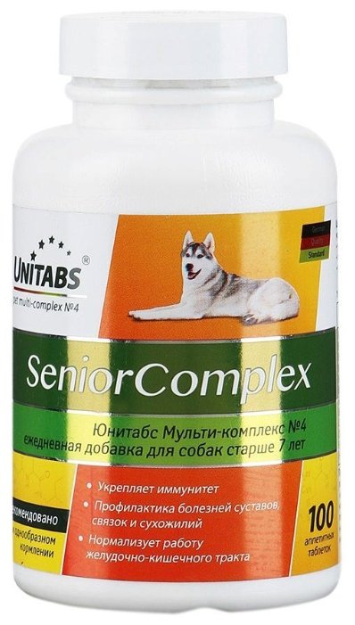Unitabs СеньорКомплекс витамины с Q10 для собак, для пожилых собак старше 7 лет, 100таб U209, 0,18 кг, 34644