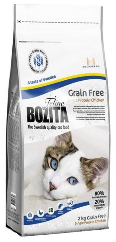 Bozita корм для взрослых кошек всех пород, чувствительное пищеварение, беззерновой, курица 400 гр