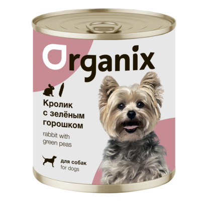 Organix консервы Консервы для собак Кролик с зеленым горошком 22ел16, 0,750 кг