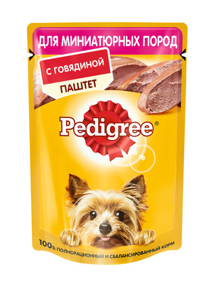 Pedigree ВИА Паучи для собак мелких пород паштет с говядиной 10131648, 0,080 кг, 100100705