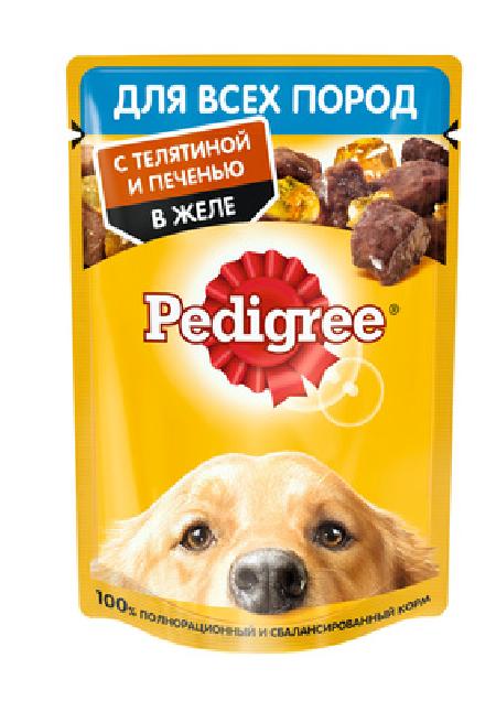 Pedigree Паучи для взрослых собак всех пород, с телятиной и печенью в желе, 85г 10222593, 0,085 кг 