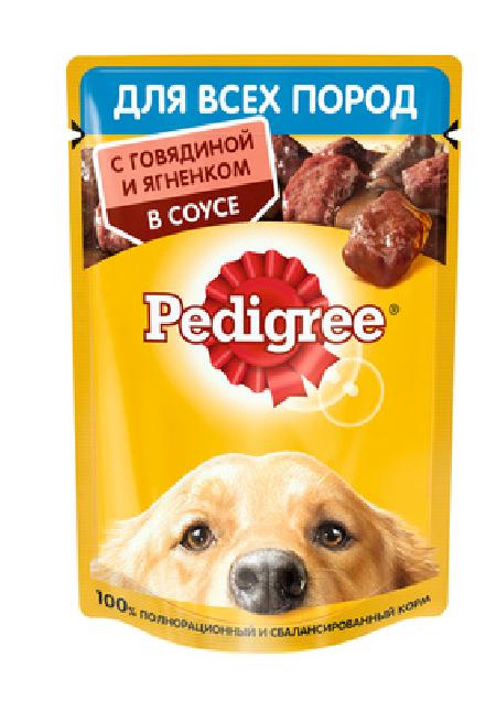 Pedigree Паучи для взрослых собак всех пород, с говядиной и ягненком в соусе, 85г 10222568 , 0,085 кг 