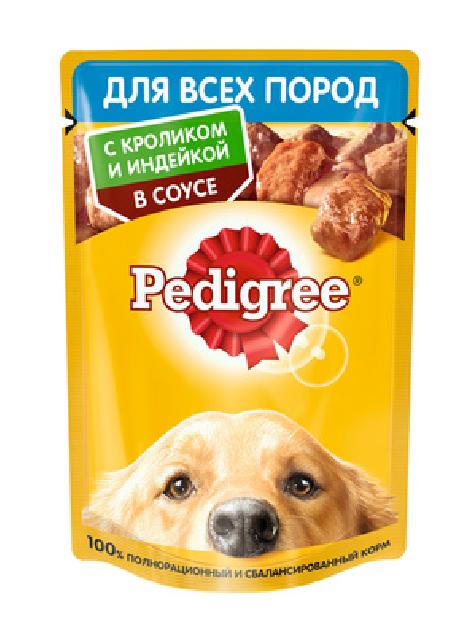 Pedigree Паучи для взрослых собак всех пород, с кроликом и индейкой в соусе, 85г 10222563, 0,085 кг 