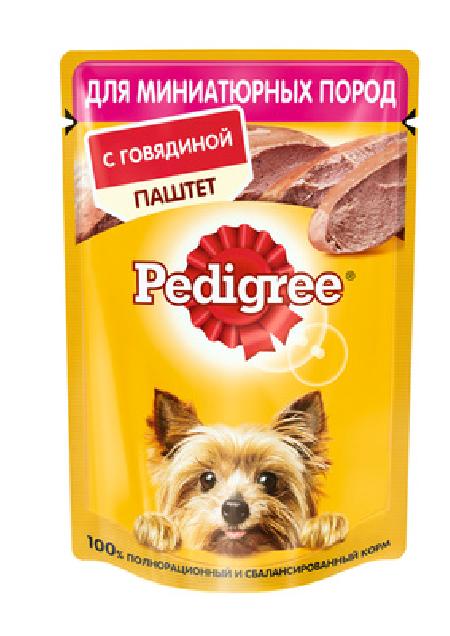 Pedigree Паучи для взрослых собак миниатюрных пород, паштет с говядиной, 80г 1022266610245069, 0,08 кг 