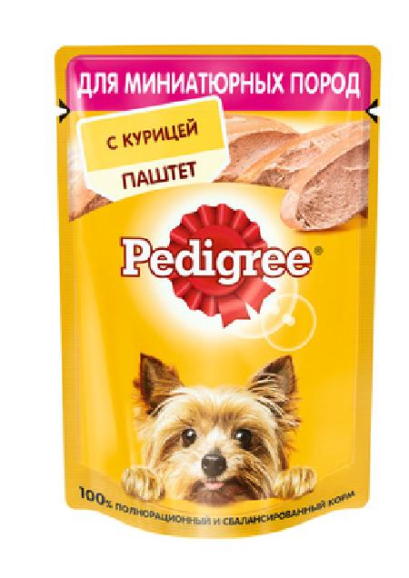 Pedigree Паучи для взрослых собак миниатюрных пород, паштет с курицей, 80г 1022266410245067, 0,08 кг 