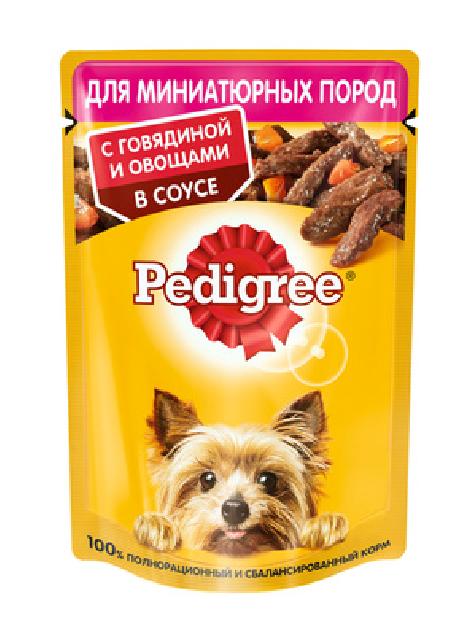 Pedigree Паучи для для взрослых собак миниатюрных пород, с говядиной и овощами в соусе, 85г 10222715  10245071, 0,085 кг 