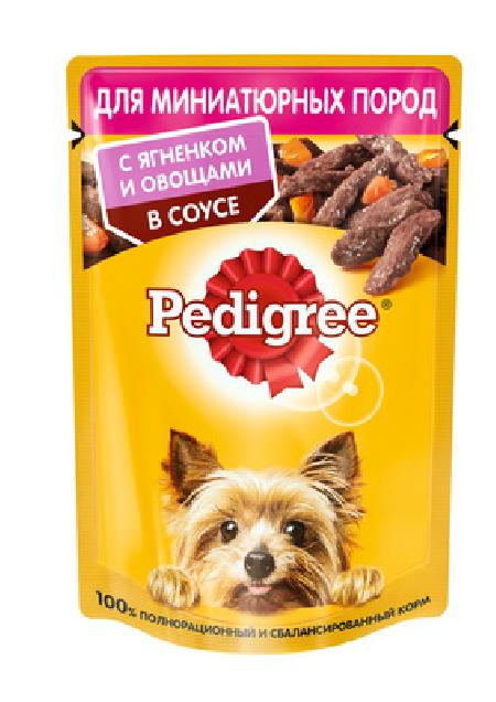 Pedigree Паучи для взрослых собак миниатюрных пород, с ягненком и овощами в соусе, 85г 1022271710245073, 0,085 кг 