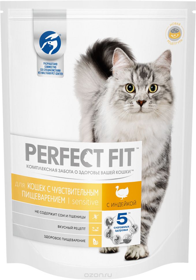 Perfect Fit Сухой корм для чувствительных кошек, с индейкой (PERFECT FIT Sensitive Tk 10*650g) 1016222310172974 | , 0,65 кг, 25231