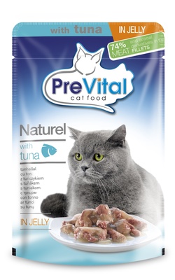PreVital Паучи Натурель для кошек в желе с тунцом, 0,085 кг 