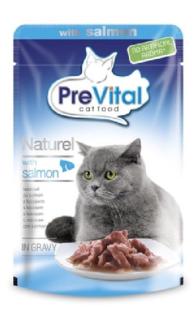 PreVital Паучи Натурель для кошек в соусе с лососем, 0,085 кг 