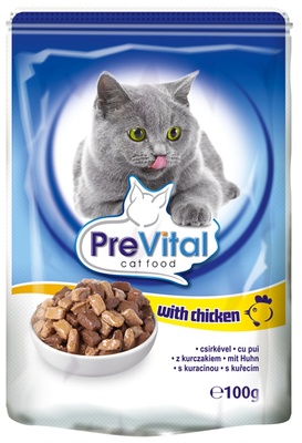 PreVital Паучи Классик для кошек в соусе с курицей, 0,1 кг , 400100710