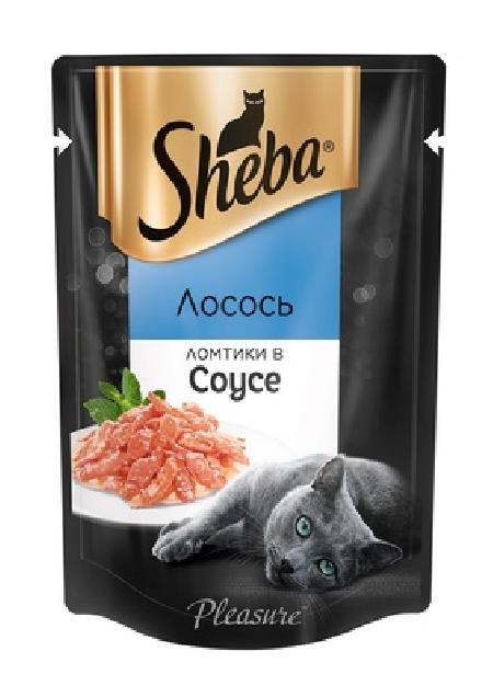 Sheba Паучи для кошек ломтики в соусе лосось  0,085 кг 36278, 3800100714