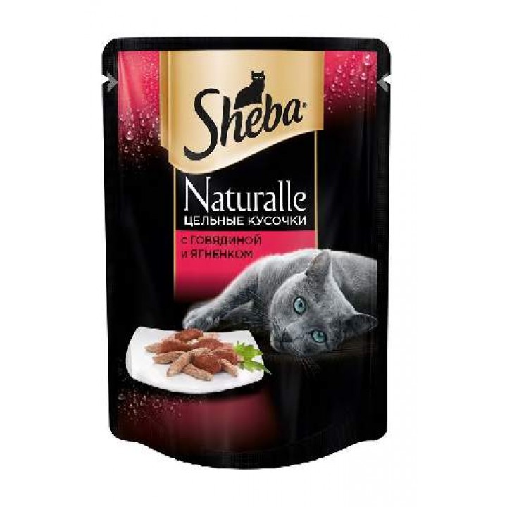Sheba Naturalle влажный корм для пожилых кошек всех пород, говядина и ягненок 80 гр