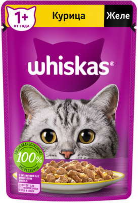 Whiskas ВИА Паучи для кошек желе с курицей 10137274/10205067, 0,085 кг