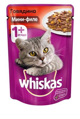 Whiskas ВИА Паучи для кошек мини-филе с говядиной 10165911, 0,085 кг