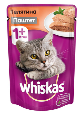 Whiskas ВИА Паучи для кошек паштет с телятиной 10113444, 0,085 кг
