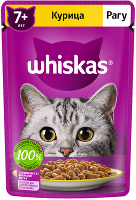 Whiskas ВИА Паучи для кошек старше 7 лет рагу с курицей 10117321/10205140, 0,085 кг