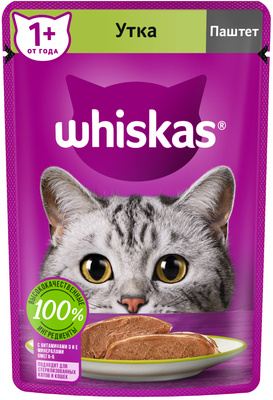 Whiskas ВИА Паштет для кошек с уткой 10149167, 0,085 кг, 3400100717