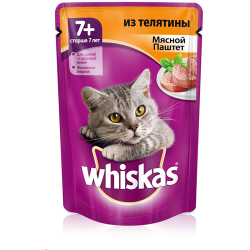 Whiskas ВИА Паштет из телятины для кошек старше 7 лет 10156216, 0,085 кг, 20274