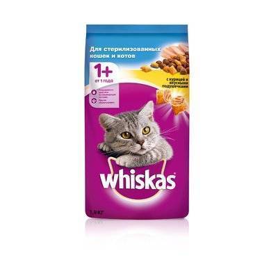 Whiskas Сухой корм для стерилизованных кошек Вкусные подушечки с курицей 1013917710218347 1,900 кг 24884
