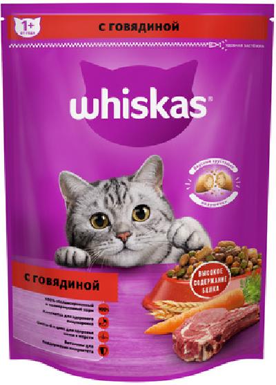 Whiskas Сухой корм для кошек «Вкусные подушечки с нежным паштетом, с говядиной», 350г 10231797, 0,350 кг, 51926, 51926