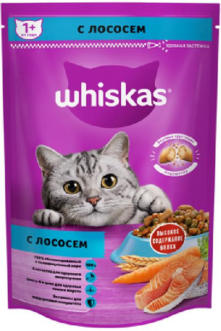 Whiskas Сухой корм для кошек Вкусные подушечки с нежным паштетом Аппетитный обед с лососем 1016118610218351, 0,35 кг 