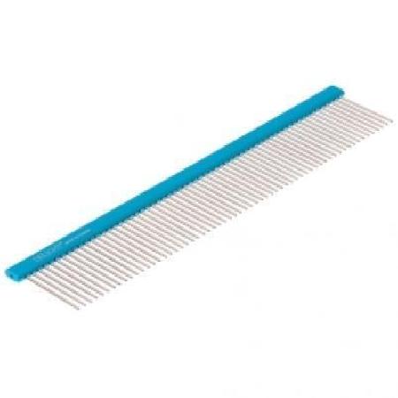 Расческа DeLIGHT алюминиевая с плоской синей ручкой, зуб 3,6 см, 25 см