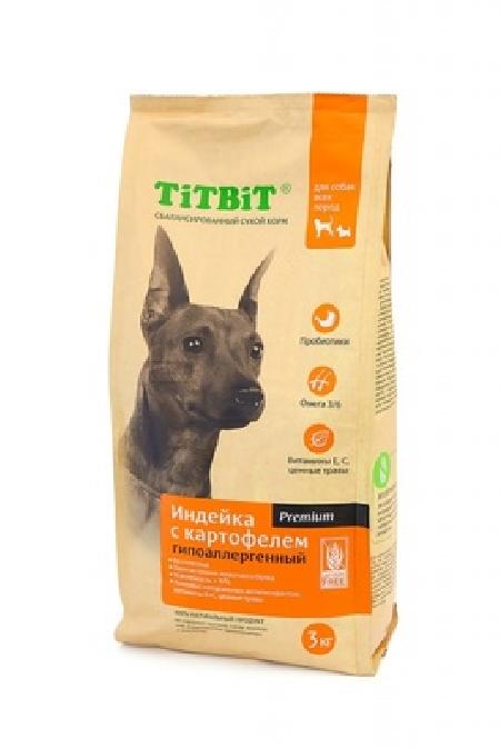 TiTBiT Сухой корм для собак всех пород  гипоаллергенный  индейка с картофелем (9123), 13 кг 