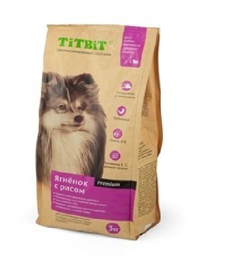 TiTBiT Сухой корм для собак малых и средних пород ягненок с рисом (008355), 3 кг 